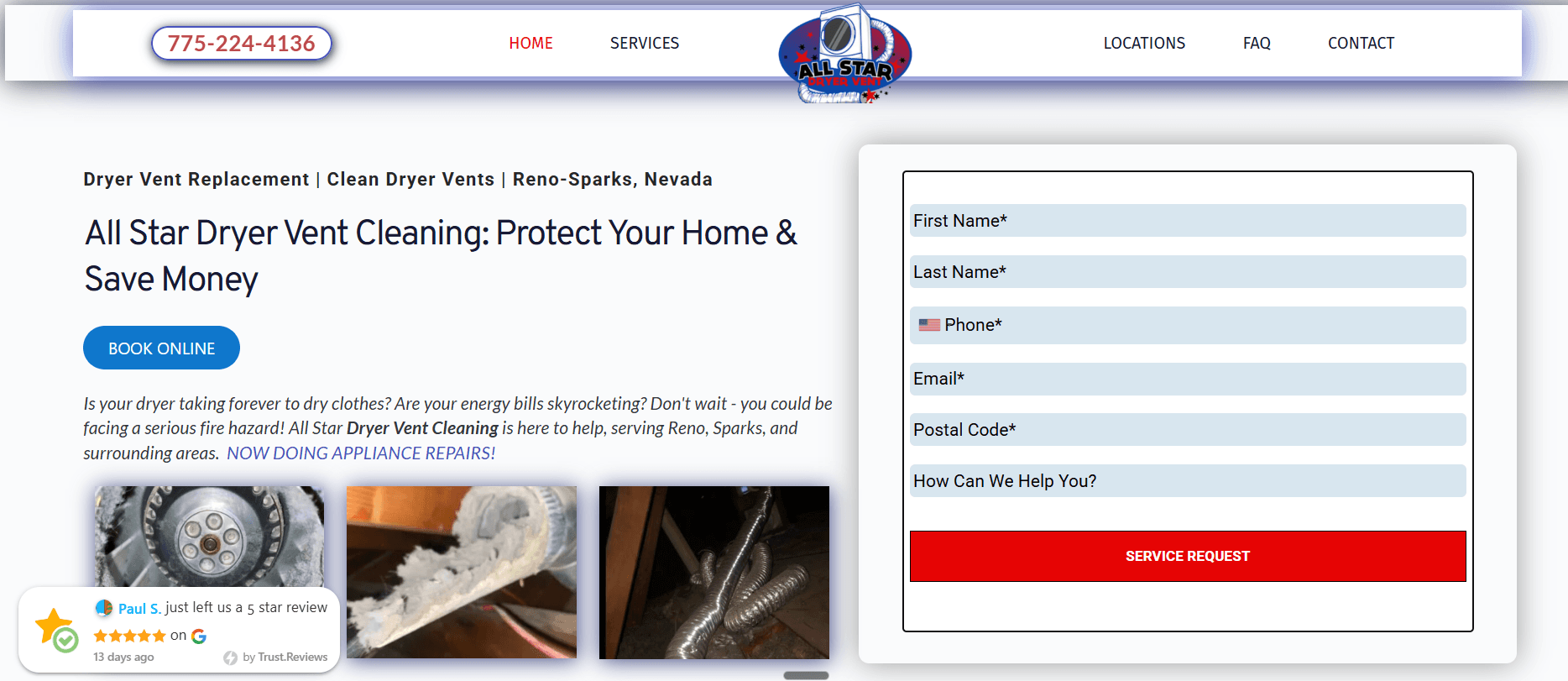 All Star Dryer Vent - Digital Marketing Case Study - Internet Assets 928-892-5233