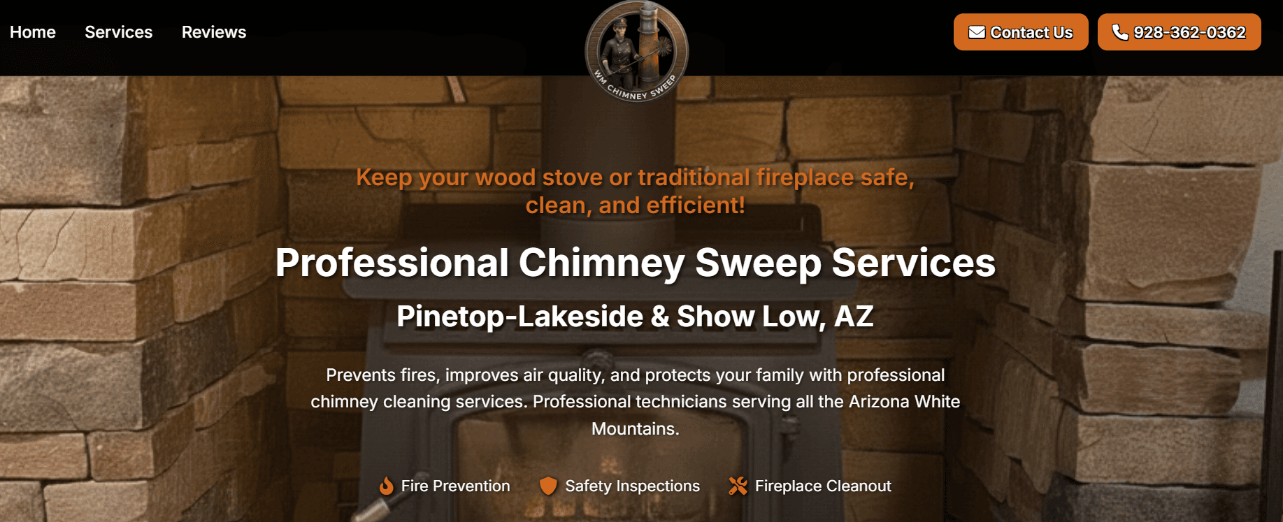 WM Chimney Sweep - White Mountains SEO Services - Internet Assets 928-892-5233