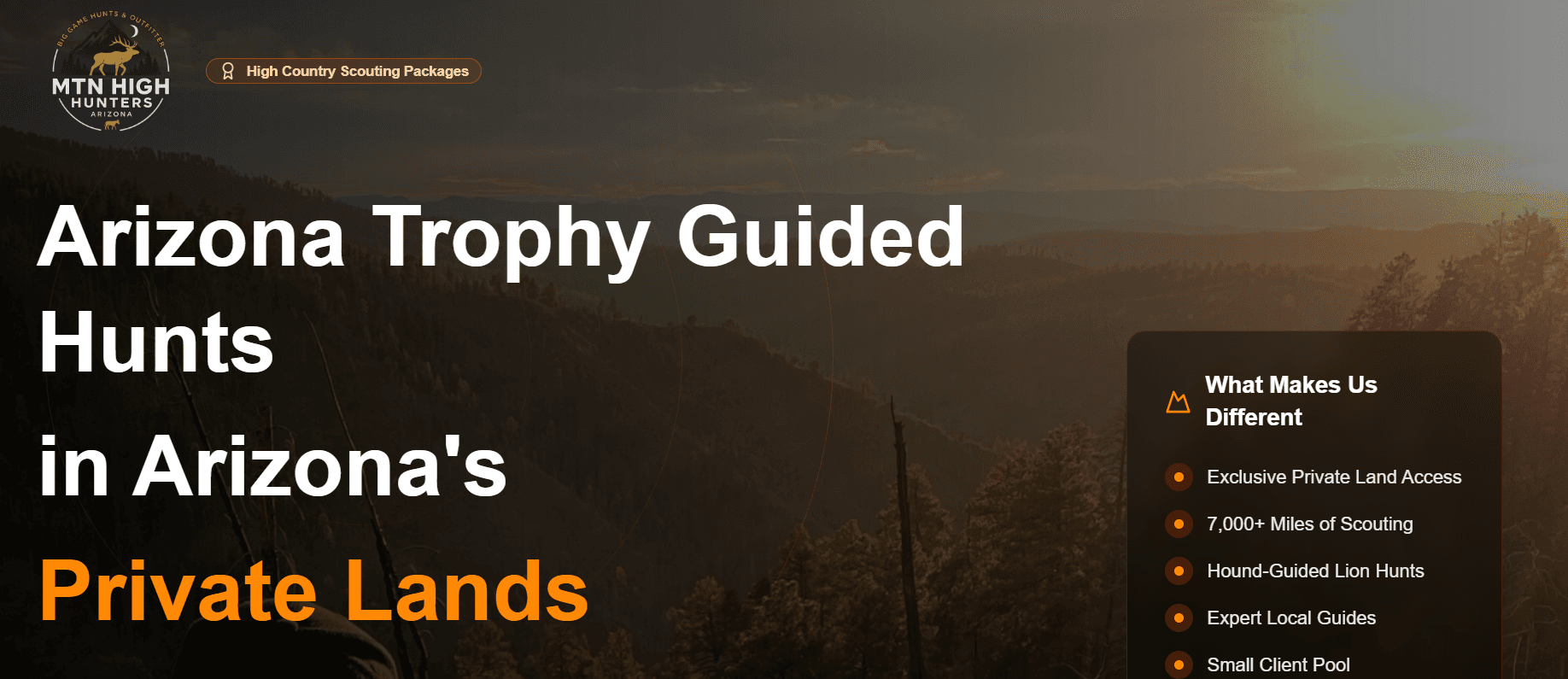 Mountain High Hunters - Hunting Guide Marketing - Internet Assets 928-892-5233